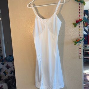 NWOT VINTAGE SEARS ANTRON III NYLON white shiny slip dress nightgown with